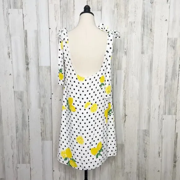 Lovers + Friends Womens Jen Dress Size M Lemon Polka Dot Shift Revolve White NWT - Picture 5 of 10